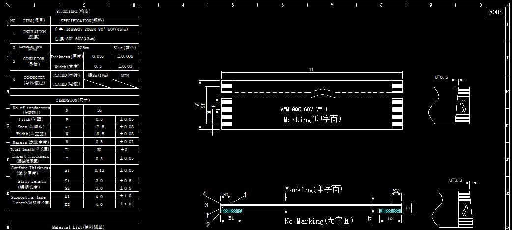 FFC排線(xiàn)規(guī)格圖